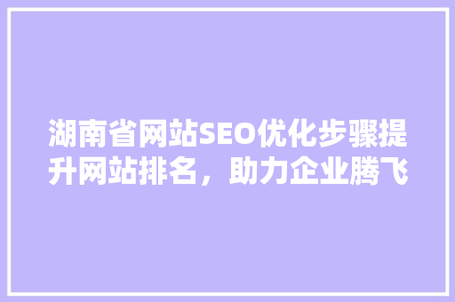 湖南省网站SEO优化步骤提升网站排名，助力企业腾飞