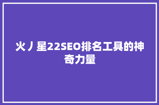 火丿星22SEO排名工具的神奇力量