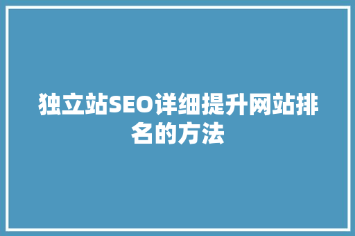 独立站SEO详细提升网站排名的方法