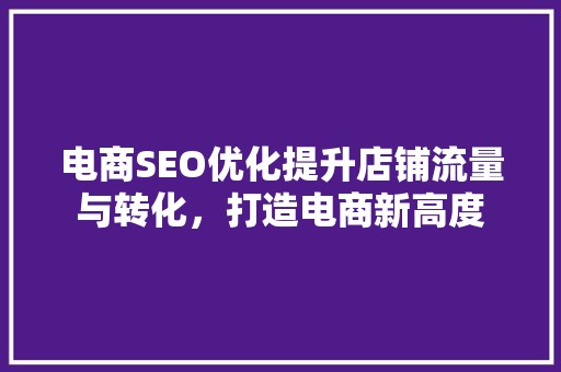 电商SEO优化提升店铺流量与转化，打造电商新高度