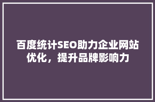 百度统计SEO助力企业网站优化，提升品牌影响力