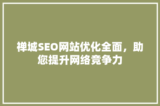 禅城SEO网站优化全面，助您提升网络竞争力