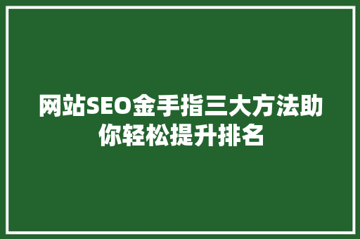 网站SEO金手指三大方法助你轻松提升排名
