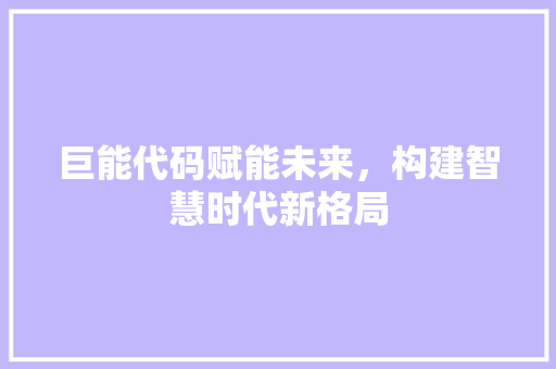 巨能代码赋能未来，构建智慧时代新格局
