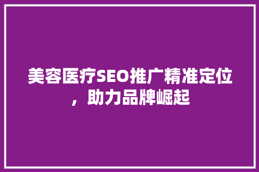 美容医疗SEO推广精准定位，助力品牌崛起