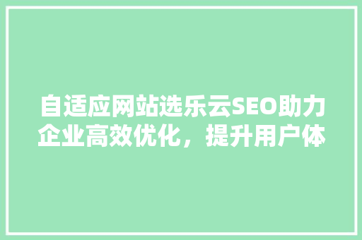 自适应网站选乐云SEO助力企业高效优化，提升用户体验