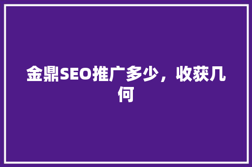 金鼎SEO推广多少，收获几何