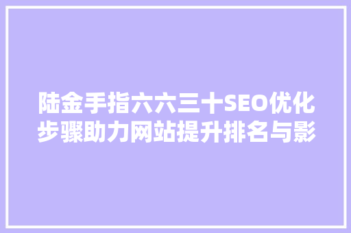 陆金手指六六三十SEO优化步骤助力网站提升排名与影响力