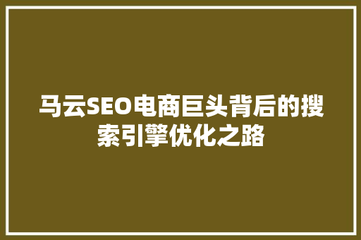 马云SEO电商巨头背后的搜索引擎优化之路