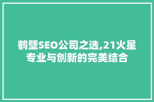 鹤壁SEO公司之选,21火星专业与创新的完美结合