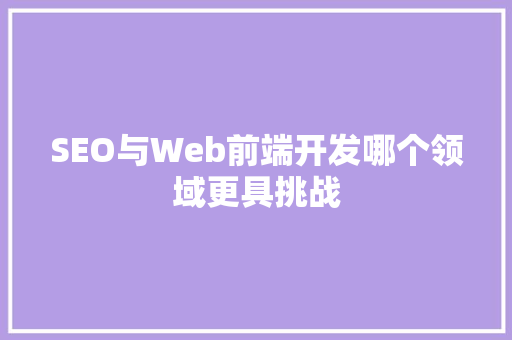 SEO与Web前端开发哪个领域更具挑战