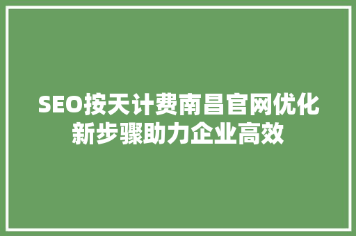 SEO按天计费南昌官网优化新步骤助力企业高效