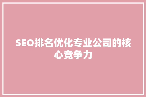 SEO排名优化专业公司的核心竞争力