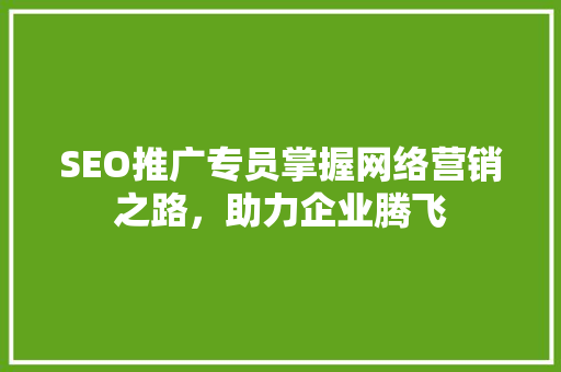SEO推广专员掌握网络营销之路，助力企业腾飞