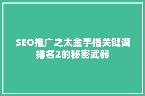 SEO推广之太金手指关键词排名2的秘密武器