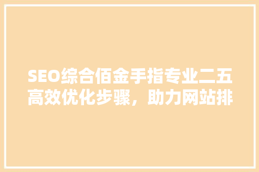 SEO综合佰金手指专业二五高效优化步骤，助力网站排名提升