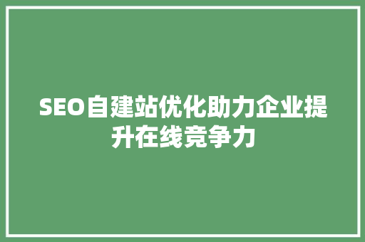 SEO自建站优化助力企业提升在线竞争力