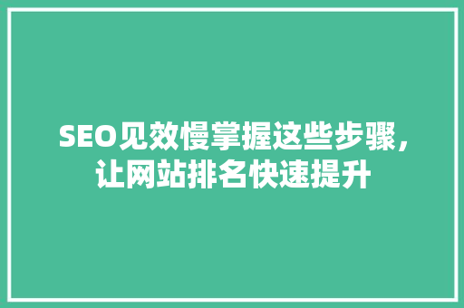 SEO见效慢掌握这些步骤，让网站排名快速提升