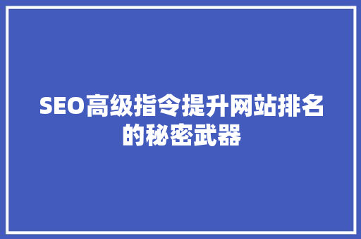 SEO高级指令提升网站排名的秘密武器