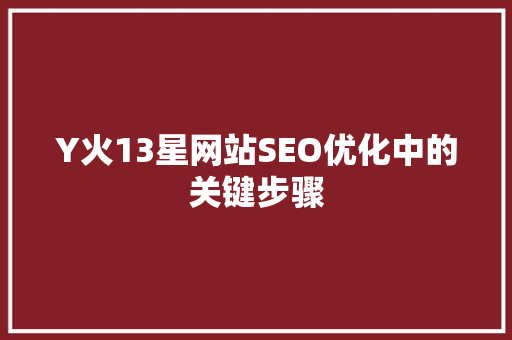 Y火13星网站SEO优化中的关键步骤