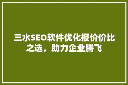三水SEO软件优化报价价比之选，助力企业腾飞