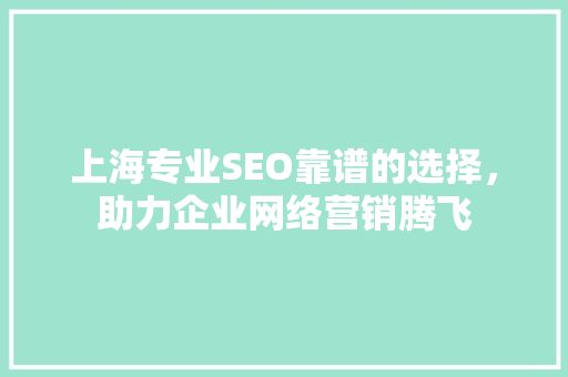 上海专业SEO靠谱的选择，助力企业网络营销腾飞
