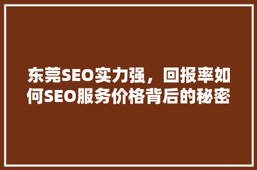东莞SEO实力强，回报率如何SEO服务价格背后的秘密
