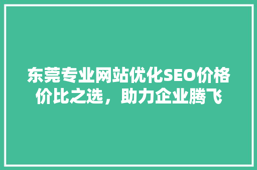 东莞专业网站优化SEO价格价比之选，助力企业腾飞