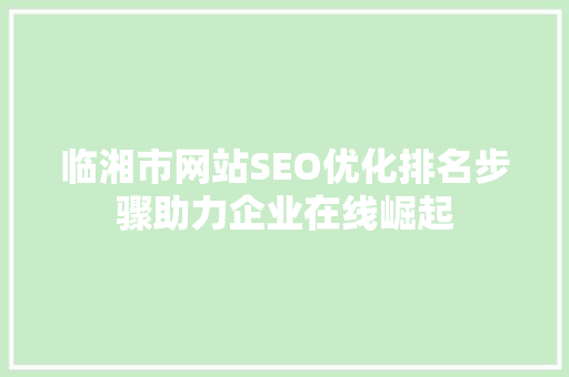 临湘市网站SEO优化排名步骤助力企业在线崛起