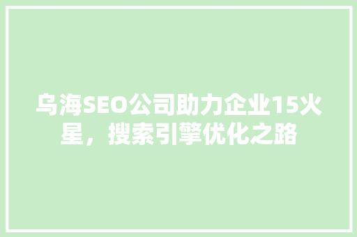 乌海SEO公司助力企业15火星，搜索引擎优化之路