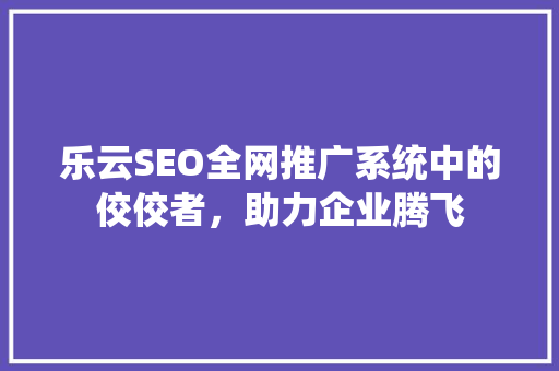 乐云SEO全网推广系统中的佼佼者，助力企业腾飞
