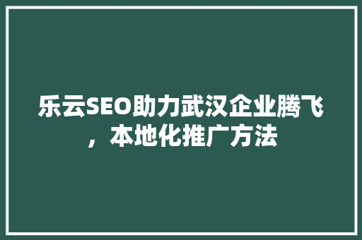 乐云SEO助力武汉企业腾飞，本地化推广方法