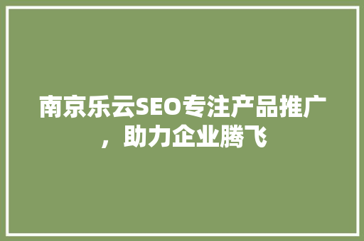 南京乐云SEO专注产品推广，助力企业腾飞