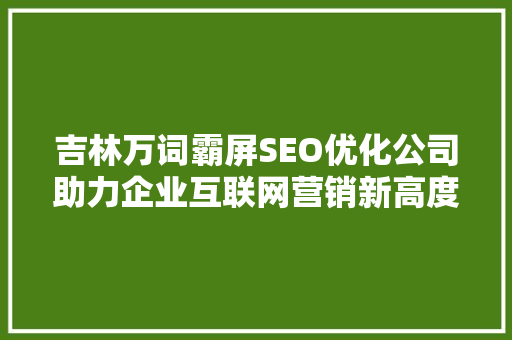 吉林万词霸屏SEO优化公司助力企业互联网营销新高度
