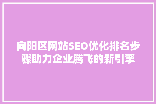 向阳区网站SEO优化排名步骤助力企业腾飞的新引擎