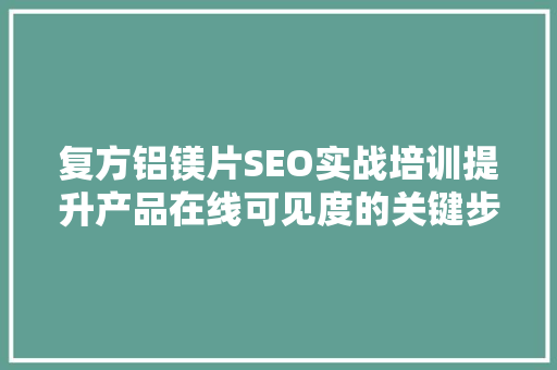复方铝镁片SEO实战培训提升产品在线可见度的关键步骤