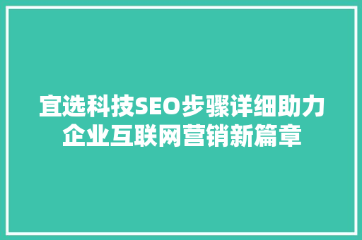 宜选科技SEO步骤详细助力企业互联网营销新篇章