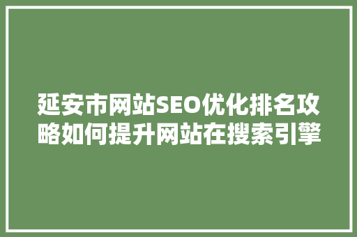 延安市网站SEO优化排名攻略如何提升网站在搜索引擎中的竞争力