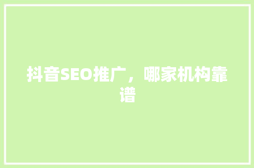 抖音SEO推广，哪家机构靠谱