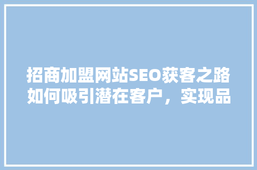 招商加盟网站SEO获客之路如何吸引潜在客户，实现品牌腾飞