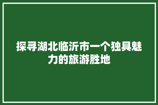 探寻湖北临沂市一个独具魅力的旅游胜地