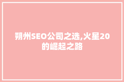 朔州SEO公司之选,火星20的崛起之路