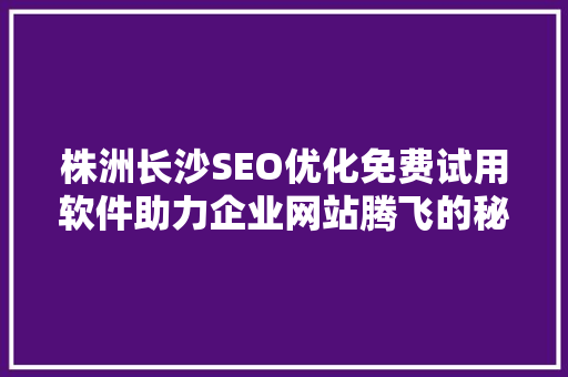 株洲长沙SEO优化免费试用软件助力企业网站腾飞的秘密武器