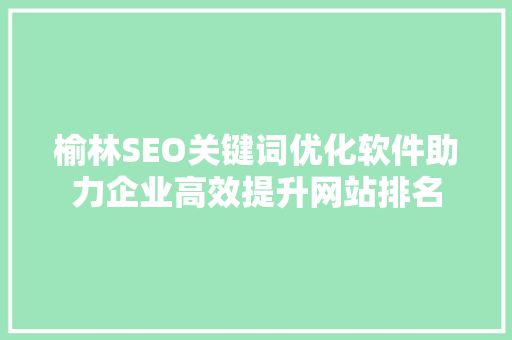 榆林SEO关键词优化软件助力企业高效提升网站排名
