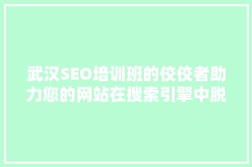 武汉SEO培训班的佼佼者助力您的网站在搜索引擎中脱颖而出