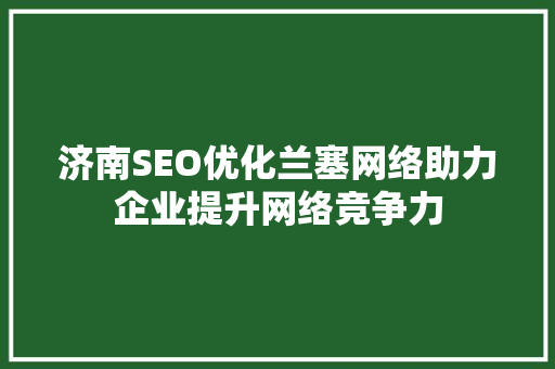 济南SEO优化兰塞网络助力企业提升网络竞争力