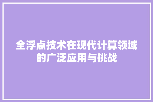 全浮点技术在现代计算领域的广泛应用与挑战