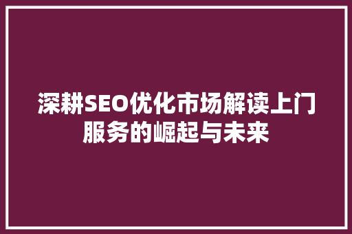 深耕SEO优化市场解读上门服务的崛起与未来