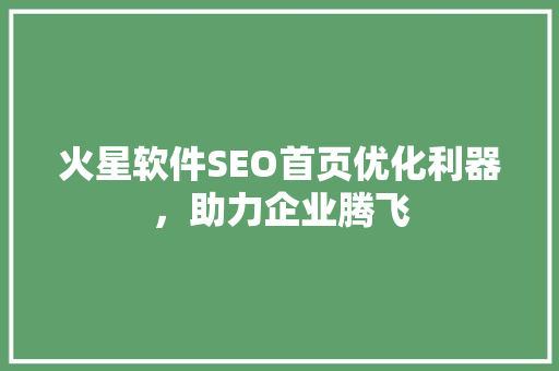 火星软件SEO首页优化利器，助力企业腾飞