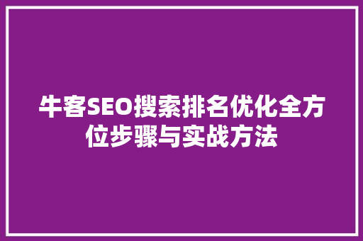 牛客SEO搜索排名优化全方位步骤与实战方法